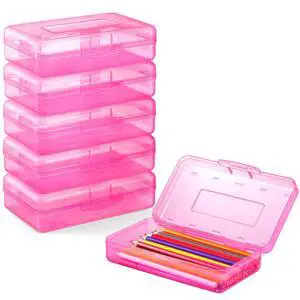6 Pack Pencil Box, School Box, Hard Pencil Boxes for School Supplies Large Plastic Pencil Case with Lid, Clear Pencil Container, Stackable School Box Crayon Boxes Bulk for Kids, Pink 6 Pack Pencil Box, School Box, Hard Pencil Boxes for School Supplies Large Plastic Pencil Case with Lid, Clear Pencil Container, Stackable School Box Crayon Boxes Bulk for Kids, Pink