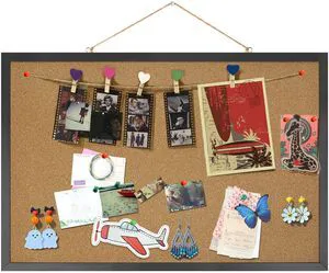 Small Cork Bulletin Board for Wall 23 x 15.7Inch Black Wood Frame Natural Corkboard, Office Home School Vision Board, Wall Mounted Photo Notice Display, Single Pack with Mounting Hardware Small Cork Bulletin Board for Wall 23 x 15.7Inch Black Wood Frame Natural Corkboard, Office Home School Vision Board, Wall Mounted Photo Notice Display, Single Pack with Mounting Hardware