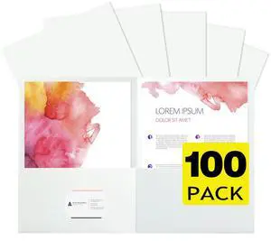 100Pcs White Folders with Pockets and Business Card Holder,2 Pocket Folders for School,Home or Office,Durable Heavy Duty File Folders 100Pcs White Folders with Pockets and Business Card Holder,2 Pocket Folders for School,Home or Office,Durable Heavy Duty File Folders