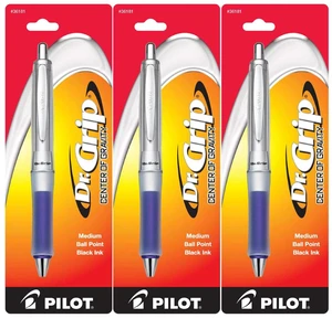 Dr. Grip Center of Gravity Retractable Ball Point Pen, Medium Point, Black Ink, Pack of 3 (Blue) Dr. Grip Center of Gravity Retractable Ball Point Pen, Medium Point, Black Ink, Pack of 3 (Blue)