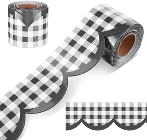 65ft Black and White Gingham Bulletin Board Border,3 inch Scalloped Edge Trim for Classroom Walls, Whiteboards, Desks, Windows, Doors, Lockers, Back to School Decoration Supplies 65ft Black and White Gingham Bulletin Board Border,3 inch Scalloped Edge Trim for Classroom Walls, Whiteboards, Desks, Windows, Doors, Lockers, Back to School Decoration Supplies