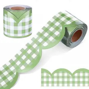 65ft Sage Green Gingham Bulletin Board Border Scalloped 3 Inches Scalloped Edge Trim for Classroom Walls, Whiteboards, Desks, Windows, Doors, Lockers, Back to School Decoration Supplies 65ft Sage Green Gingham Bulletin Board Border Scalloped 3 Inches Scalloped Edge Trim for Classroom Walls, Whiteboards, Desks, Windows, Doors, Lockers, Back to School Decoration Supplies