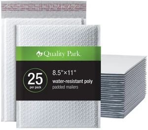 Bubble Mailers, 8.5 x 11 Shipping Envelopes, Water Resistant White Poly Padded Envelopes, Redi-Strip Peel Off Closure, 25/Box (QUA85859) Bubble Mailers, 8.5 x 11 Shipping Envelopes, Water Resistant White Poly Padded Envelopes, Redi-Strip Peel Off Closure, 25/Box (QUA85859)