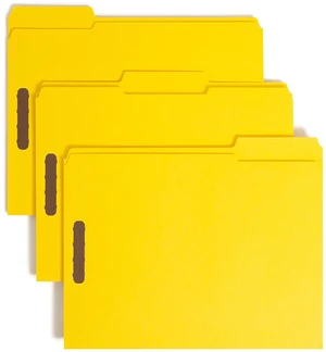 Fastener File Folders, Reinforced 1/3-Cut Tabs, 2 Fasteners, Letter Size, Yellow, 50 per Box (12940) Fastener File Folders, Reinforced 1/3-Cut Tabs, 2 Fasteners, Letter Size, Yellow, 50 per Box (12940)