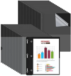 30 Pack Plastic Report Covers with 3-Prong Fasteners Clear Front Presentation Folders Resume Folders for 8.5x11 Letter Size Paper, Document Report Cover for School Office Business, Black 30 Pack Plastic Report Covers with 3-Prong Fasteners Clear Front Presentation Folders Resume Folders for 8.5x11 Letter Size Paper, Document Report Cover for School Office Business, Black