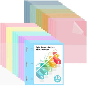 30 Pack Report Covers with 3 Prong Fasteners 10 Colors Clear Front Plastic Folders Letter Size, Presentation Folder for Resumes Proposals and School Use, 100 Sheet Capacity 30 Pack Report Covers with 3 Prong Fasteners 10 Colors Clear Front Plastic Folders Letter Size, Presentation Folder for Resumes Proposals and School Use, 100 Sheet Capacity