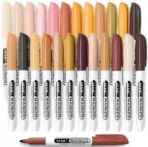 24 Skin Tone Permanent Markers - Assorted Portrait Colors, Fine Tip Alcohol-Based Markers for Portrait, Figure, Animals, Trees Painting, Coloring Book, Decorate Wood, Quick-Dry, Fade Resistant 24 Skin Tone Permanent Markers - Assorted Portrait Colors, Fine Tip Alcohol-Based Markers for Portrait, Figure, Animals, Trees Painting, Coloring Book, Decorate Wood, Quick-Dry, Fade Resistant