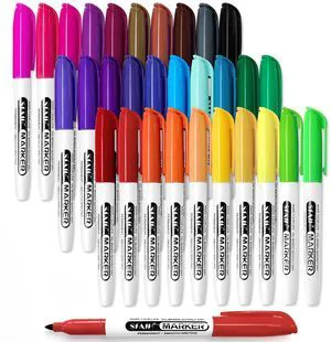30 Colors Permanent Markers Fine Point, Art Coloring & Crafts & Mark Assorted Vibrant Colors, Quick-Drying Waterproof, Long-Lasting, Work on Paper Posters Plastic Fabric Drawing, School & Office 30 Colors Permanent Markers Fine Point, Art Coloring & Crafts & Mark Assorted Vibrant Colors, Quick-Drying Waterproof, Long-Lasting, Work on Paper Posters Plastic Fabric Drawing, School & Office