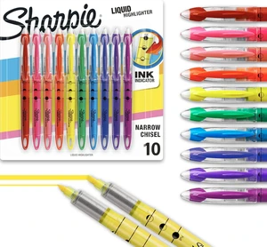 Liquid Highlighters, Chisel Tip, Assorted Colors, 10 Count - Journaling, School, Study Supplies Liquid Highlighters, Chisel Tip, Assorted Colors, 10 Count - Journaling, School, Study Supplies