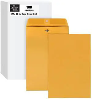 10 x 15 Clasp Envelopes, Clasp and Gummed Closures for Storing or Mailing, Heavy-Duty 32 lb Kraft Paper, 100 per Box (QUA37798) 10 x 15 Clasp Envelopes, Clasp and Gummed Closures for Storing or Mailing, Heavy-Duty 32 lb Kraft Paper, 100 per Box (QUA37798)