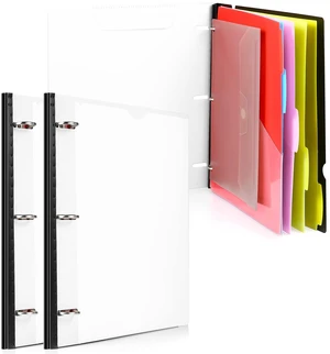 2-Pack Telescoping Project Organizer, 1 Inch 3 Ring Binder, White Clear Front Pocket / Tabbed Catalog Pocket / 5-Tab Pocket Dividers / 1 Plastic Pocket in Each Binder 2-Pack Telescoping Project Organizer, 1 Inch 3 Ring Binder, White Clear Front Pocket / Tabbed Catalog Pocket / 5-Tab Pocket Dividers / 1 Plastic Pocket in Each Binder
