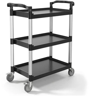 Utility Cart, 300 lbs Load Capacity, 3-Tier Utility Plastic Cart with 360° Swivel Wheels (2 with Brakes), 24.4 x 16.1-inch Food Service Cart for Warehouse, Office, Home, Restaurant, Kitchen Utility Cart, 300 lbs Load Capacity, 3-Tier Utility Plastic Cart with 360° Swivel Wheels (2 with Brakes), 24.4 x 16.1-inch Food Service Cart for Warehouse, Office, Home, Restaurant, Kitchen
