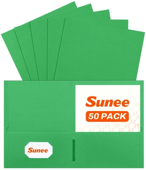 Two Pocket Folders, 50 Pack File Folders with Business Card Slot, Textured Paper, Fit Letter Size Paper, Paper File Folder for School Office Home Business, Green Two Pocket Folders, 50 Pack File Folders with Business Card Slot, Textured Paper, Fit Letter Size Paper, Paper File Folder for School Office Home Business, Green