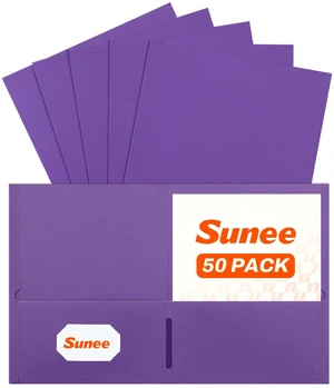 Folders with Pockets, 50 Pack File Folders with Business Card Slot, Textured Paper, Fit Letter Size Paper, Paper File Folder for School Office Home Business, Purple Folders with Pockets, 50 Pack File Folders with Business Card Slot, Textured Paper, Fit Letter Size Paper, Paper File Folder for School Office Home Business, Purple