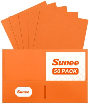 Two Pocket Folders, 50 Pack File Folders with Business Card Slot, Textured Paper, Fit Letter Size Paper, Paper File Folder for School Office Home Business, Orange Two Pocket Folders, 50 Pack File Folders with Business Card Slot, Textured Paper, Fit Letter Size Paper, Paper File Folder for School Office Home Business, Orange