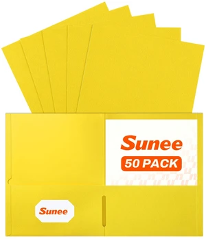 Folders with Pockets, 50 Pack File Folders with Business Card Slot, Textured Paper, Fit Letter Size Paper, Paper File Folder for School Office Home Business, Yellow Folders with Pockets, 50 Pack File Folders with Business Card Slot, Textured Paper, Fit Letter Size Paper, Paper File Folder for School Office Home Business, Yellow