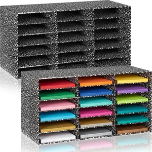 2 Pcs Classroom Construction Paper Storage,Black White Composition 18 Slot Compartments Desktop Scrapbook Organizer for Letter/A4 File Sorter, 14.2" H x 28.1" W x 12.4" D for School Office 2 Pcs Classroom Construction Paper Storage,Black White Composition 18 Slot Compartments Desktop Scrapbook Organizer for Letter/A4 File Sorter, 14.2" H x 28.1" W x 12.4" D for School Office