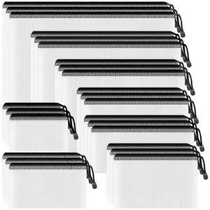 24pcs Mesh Zipper Pouch, 8 Sizes Plastic Zipper Bags for Organizing Multipurpose Waterproof Document Pouches for Office, Travel, Home Board Game Storage - Black 24pcs Mesh Zipper Pouch, 8 Sizes Plastic Zipper Bags for Organizing Multipurpose Waterproof Document Pouches for Office, Travel, Home Board Game Storage - Black