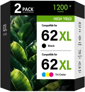 62XL 62 XL Black and Color Ink Cartridges Combo Pack for HP 7640 Printers Replacement for HP62 62 XL Ink for HP Envy 7640 5660 7645 7640 5740 OfficeJet 250 Printer (2-Pack, Black/Tricolor) 62XL 62 XL Black and Color Ink Cartridges Combo Pack for HP 7640 Printers Replacement for HP62 62 XL Ink for HP Envy 7640 5660 7645 7640 5740 OfficeJet 250 Printer (2-Pack, Black/Tricolor)