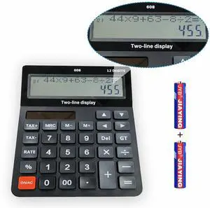 Battery and Solar Unique 120-Step Calculation Check 12 Digit 2 Line Extra Large Calculator Big Buttons and 5.5" LCD Display, Configurable Tax Rate Financial Calculator for Tax Calculations Battery and Solar Unique 120-Step Calculation Check 12 Digit 2 Line Extra Large Calculator Big Buttons and 5.5" LCD Display, Configurable Tax Rate Financial Calculator for Tax Calculations