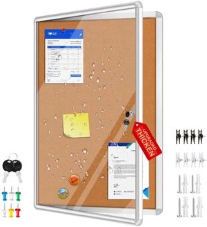 36"x24" Enclosed Bulletin Board Tamper-Proof Dispaly Case, Aluminium Frame, Shatter Resistant Lockable Bulletin Board, Enclosed Cork Board for School, Office, Commercial, Hospital etc 36"x24" Enclosed Bulletin Board Tamper-Proof Dispaly Case, Aluminium Frame, Shatter Resistant Lockable Bulletin Board, Enclosed Cork Board for School, Office, Commercial, Hospital etc