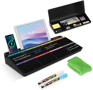 Desktop Glass Whiteboard with Storage, Weekly Calendar Desk White Board Computer Keyboard Stand, Office Desk Organizers and Accessories with Drawer, To Do Memo Notepad, Home School Supplies Desktop Glass Whiteboard with Storage, Weekly Calendar Desk White Board Computer Keyboard Stand, Office Desk Organizers and Accessories with Drawer, To Do Memo Notepad, Home School Supplies