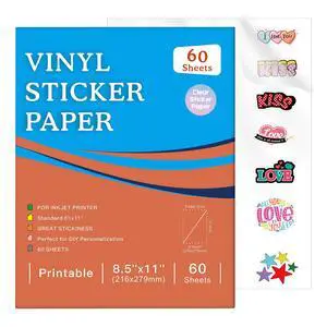Printable Clear Sticker Paper, 60 Sheets, 8.5x11, for Inkjet Quick-Drying Surface, Vivid Prints, Removable, Tear-Resistant, Clear Labels and Custom Crafts for Cutting Machines Printable Clear Sticker Paper, 60 Sheets, 8.5x11, for Inkjet Quick-Drying Surface, Vivid Prints, Removable, Tear-Resistant, Clear Labels and Custom Crafts for Cutting Machines