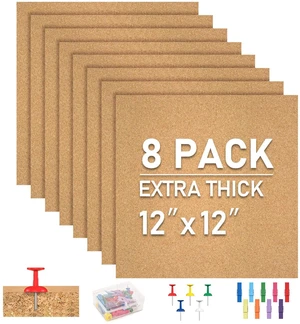 Cork Board Tiles - 8 Packs Adhesive Corkboards for Wall,Small Cork Board Decorations, CorkBoard Squares, Cork Sheet Decorative CorkBoard for Office, School & Home Cork Board Tiles - 8 Packs Adhesive Corkboards for Wall,Small Cork Board Decorations, CorkBoard Squares, Cork Sheet Decorative CorkBoard for Office, School & Home