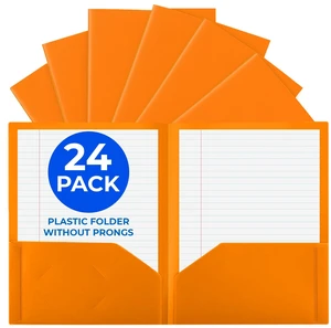 24 Pack Orange Plastic Folders with Pockets Heavy Duty. 2 Pocket Folder no Prongs Bulk. Tear-Resistant Letter Size 8.5x11. Presentation Ready School and Office Supplies 24 Pack Orange Plastic Folders with Pockets Heavy Duty. 2 Pocket Folder no Prongs Bulk. Tear-Resistant Letter Size 8.5x11. Presentation Ready School and Office Supplies