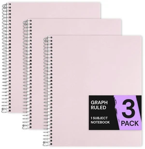 Pink 1 Subject Graph Paper Spiral Notebook 3 Pack, 200 Pages 100 Sheets, 9 x 11 in, Waterproof Plastic Cover, Durable, 3-Hole Punched, Divider, Double-Sided Pocket: Amazon.com Pink 1 Subject Graph Paper Spiral Notebook 3 Pack, 200 Pages 100 Sheets, 9 x 11 in, Waterproof Plastic Cover, Durable, 3-Hole Punched, Divider, Double-Sided Pocket: Amazon.com