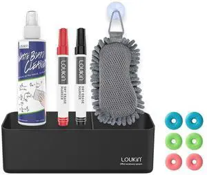 Magnetic Marker Holder Set, Whiteboard Accessory Tray Set, Black All-In-One Set, 8.6" × 2.7", Holds 4 Erasers & 12 Markers, Supports 3.3 lb, 2 Mounting Options, Fits Glass and Refrigerators Magnetic Marker Holder Set, Whiteboard Accessory Tray Set, Black All-In-One Set, 8.6" × 2.7", Holds 4 Erasers & 12 Markers, Supports 3.3 lb, 2 Mounting Options, Fits Glass and Refrigerators