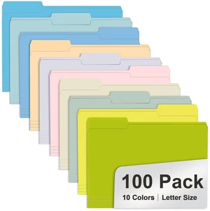 File Folder, 100 Pack Colored File Folders, 1/3 Cut Tab File Folder Letter Size, Filing Folders with Tabs for Office School Business Use, Assorted 10 Colors File Folder, 100 Pack Colored File Folders, 1/3 Cut Tab File Folder Letter Size, Filing Folders with Tabs for Office School Business Use, Assorted 10 Colors