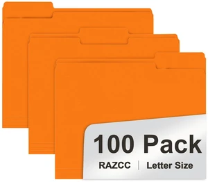 File Folder, 100 Pack 1/3 Cut Tab File Folders Letter Size, Orange, Folders with Tab, Great for Organizing and Easy File Storage File Folder, 100 Pack 1/3 Cut Tab File Folders Letter Size, Orange, Folders with Tab, Great for Organizing and Easy File Storage