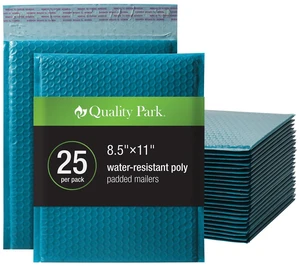 Bubble Mailers, 8.25 x 11 Shipping Envelopes, Water Resistant Blue Poly Padded Envelopes, Redi-Strip Peel Off Closure, 25/Box (QUA85867), Letter Bubble Mailers, 8.25 x 11 Shipping Envelopes, Water Resistant Blue Poly Padded Envelopes, Redi-Strip Peel Off Closure, 25/Box (QUA85867), Letter