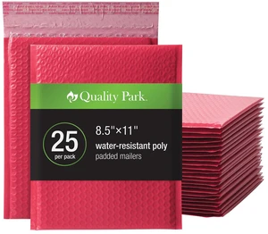 Bubble Mailers, 8.5 x 11 Shipping Envelopes, Water Resistant Red Poly Padded Envelopes, Redi-Strip Peel Off Closure, 25/Box (QUA85869) Bubble Mailers, 8.5 x 11 Shipping Envelopes, Water Resistant Red Poly Padded Envelopes, Redi-Strip Peel Off Closure, 25/Box (QUA85869)