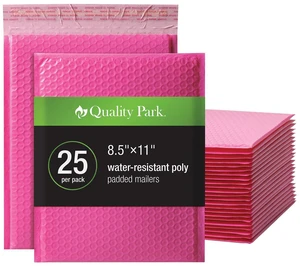 Bubble Mailers, 8.5 x 11 Shipping Envelopes, Water Resistant Pink Poly Padded Envelopes, Redi-Strip Peel Off Closure, 25/Box (QUA85861) Bubble Mailers, 8.5 x 11 Shipping Envelopes, Water Resistant Pink Poly Padded Envelopes, Redi-Strip Peel Off Closure, 25/Box (QUA85861)