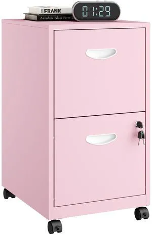 2 Drawer Rolling File Cabinet with Lock for Home Office Metal Mobile Filing Cabinet on Wheels, Small Under Desk Storage, Fits Hanging Letter Size, Printer Stand, Pink 2 Drawer Rolling File Cabinet with Lock for Home Office Metal Mobile Filing Cabinet on Wheels, Small Under Desk Storage, Fits Hanging Letter Size, Printer Stand, Pink