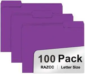 File Folder, 100 Pack 1/3 Cut Tab File Folders Letter Size, Purple Folders for Dcouments, Folders with Tab Great for Organizing and Easy File Storage File Folder, 100 Pack 1/3 Cut Tab File Folders Letter Size, Purple Folders for Dcouments, Folders with Tab Great for Organizing and Easy File Storage