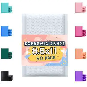 White Poly Bubble Mailers 8.5x12 50 Pack Usable 8.5x11 White Poly Bubble Mailers 8.5x12 50 Pack Usable 8.5x11