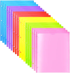 Heavy Duty Plastic Folders with Clear Front Pocket - 18PCS, 3 Pockets Folders with 3 Holes Fits 3 Ring Binder, Includes Card Slot, for Letter Size Sheets, Assorted Bright Colors Heavy Duty Plastic Folders with Clear Front Pocket - 18PCS, 3 Pockets Folders with 3 Holes Fits 3 Ring Binder, Includes Card Slot, for Letter Size Sheets, Assorted Bright Colors