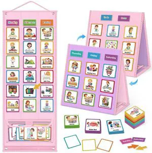 Large Visual Schedule for Kids Chore Reward Chart,Bedtime Routine Chart for Toddlers,Double Side Schedule Board with 109 Cards for Home School Planner,Autism Learning Materials (Pink) Large Visual Schedule for Kids Chore Reward Chart,Bedtime Routine Chart for Toddlers,Double Side Schedule Board with 109 Cards for Home School Planner,Autism Learning Materials (Pink)