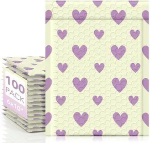 Bubble Mailers 6x10" Padded Envelopes 100 Pack Usable Size 6x9" #0 Self Seal Bubble Envelopes Small Padded Mailers for Small Business Shipping Bag, Gifts, Jewelry, Makeup,Purple Heart In Beige Bubble Mailers 6x10" Padded Envelopes 100 Pack Usable Size 6x9" #0 Self Seal Bubble Envelopes Small Padded Mailers for Small Business Shipping Bag, Gifts, Jewelry, Makeup,Purple Heart In Beige