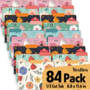84 Pack Decorative File Folders, 1/3 Cut Tab Floral Colored Folders Letter Size 8.8 x 11.6 Inch, Assorted 6 Styles Filing Folder for Office School Business 84 Pack Decorative File Folders, 1/3 Cut Tab Floral Colored Folders Letter Size 8.8 x 11.6 Inch, Assorted 6 Styles Filing Folder for Office School Business