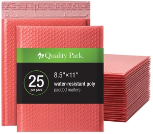 Bubble Mailers, 8.5 x 11 Shipping Envelopes, Water Resistant Coral Poly Padded Envelopes, Redi-Strip Peel Off Strip, 25/Box (QUA85871) Bubble Mailers, 8.5 x 11 Shipping Envelopes, Water Resistant Coral Poly Padded Envelopes, Redi-Strip Peel Off Strip, 25/Box (QUA85871)