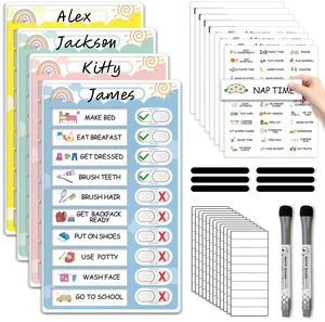 4 in 1 Namable Chore Chart for Kids, Dry Erase Morning/Bedtime Routine Chart for Kids for Refrigerator, Magnetic Visual Schedule for Kids Toddlers to Do List Checklist for Multiple Kids 4 in 1 Namable Chore Chart for Kids, Dry Erase Morning/Bedtime Routine Chart for Kids for Refrigerator, Magnetic Visual Schedule for Kids Toddlers to Do List Checklist for Multiple Kids