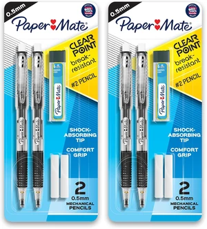 Clearpoint Mechanical Pencils, 0.5mm Break-Resistant HB #2 Lead, Eraser Refills, 2 Count (Pack of 2) Clearpoint Mechanical Pencils, 0.5mm Break-Resistant HB #2 Lead, Eraser Refills, 2 Count (Pack of 2)