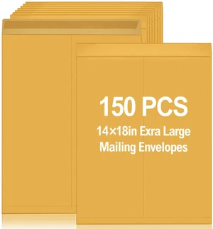 150 Pcs 14'' x 18'' Large Mailing Envelopes with Gummed Flaps 32lb Catalog Jumbo Kraft Envelopes, Legal Size for Mailing Storage and Organizing Documents Office Supplies 150 Pcs 14'' x 18'' Large Mailing Envelopes with Gummed Flaps 32lb Catalog Jumbo Kraft Envelopes, Legal Size for Mailing Storage and Organizing Documents Office Supplies