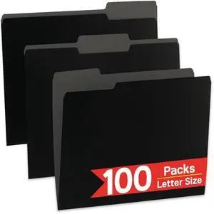 100 Packs Black File Folder,Manilla File Folders Letter Size,1/3-Cut Tabs,8.5x11 File Folders for Office Filing,School Projects and Home,Organizer File Folder 100 Packs Black File Folder,Manilla File Folders Letter Size,1/3-Cut Tabs,8.5x11 File Folders for Office Filing,School Projects and Home,Organizer File Folder