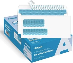 #9 Double Window Security Envelopes, Self Seal Letter Size, 500 Ct for Invoices, Statements & Documents, 24 LB Paper, Quick-Seal Closure, 3-7/8 x 8-7/8 in, White, 500 Count (30139) #9 Double Window Security Envelopes, Self Seal Letter Size, 500 Ct for Invoices, Statements & Documents, 24 LB Paper, Quick-Seal Closure, 3-7/8 x 8-7/8 in, White, 500 Count (30139)