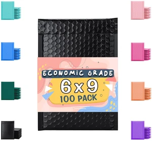 Black Poly Bubble Mailers 6x10 100 Pack Usable 6x9 Waterproof Self Seal Adhesive Shipping Bags, Cushioning Padded Envelopes for Shipping, Mailing, Packaging Black Poly Bubble Mailers 6x10 100 Pack Usable 6x9 Waterproof Self Seal Adhesive Shipping Bags, Cushioning Padded Envelopes for Shipping, Mailing, Packaging